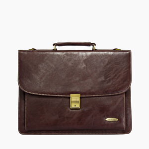 Cartable en cuir véritable "Élégie" - Vue de face