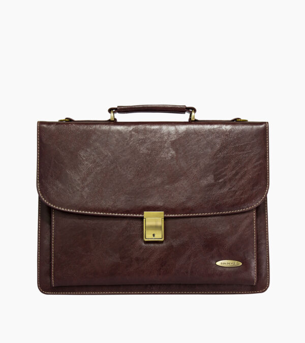 Cartable en cuir véritable "Élégie" - Vue de face