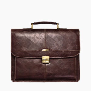 Cartable en cuir véritable "Solstice" - Vue de face