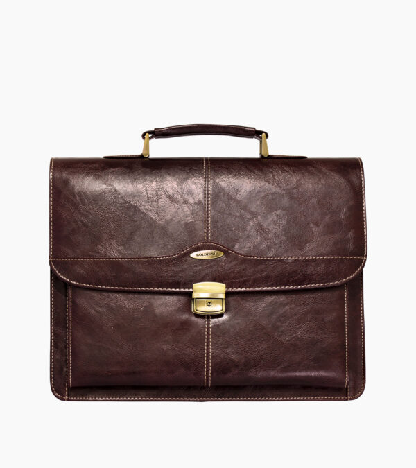 Cartable en cuir véritable "Solstice" - Vue de face