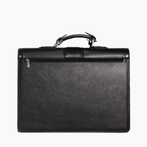 Vue de dos du cartable en cuir noir