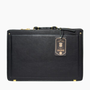 Vue de dos de la mallette en cuir noir