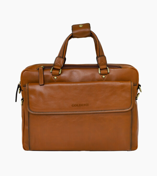 Élégant sac en cuir marron vue de face