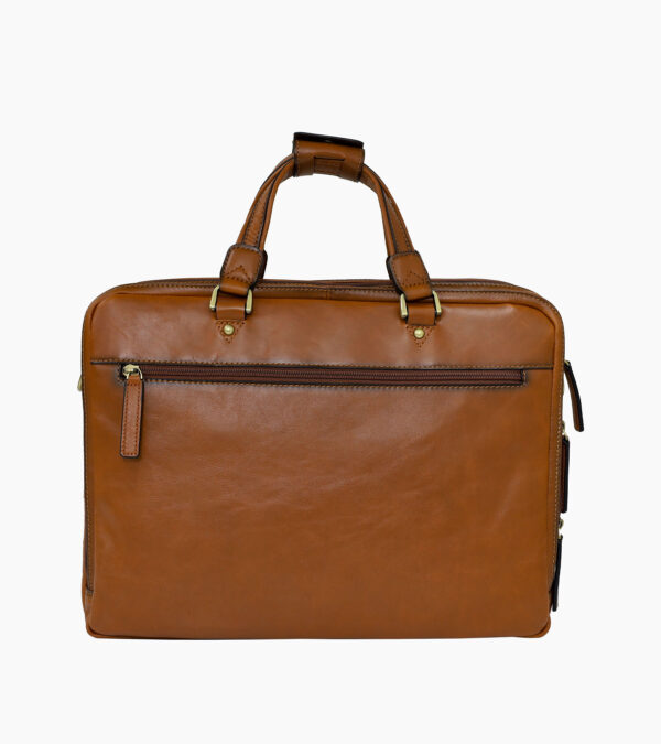 Serviette cuir marron vue de dos