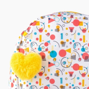 Sac à dos fille FLOWER – Imprimé coloré, porte-clé peluche, léger et confortable  | Primaire & Collège | GOLDEN SBM - Jaune – Image 5