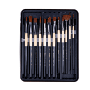 PINCEAUX KIT DE 12 PCS BOIS + 3 OUTILS BOITE METAL GIORGIONE 46042 – Image 3