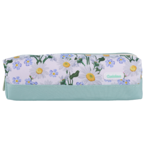 Trousse Rectangulaire Flower – Motif Floral | Scolaire & Bureau | GOLDEN SBM – Vert – Image 1