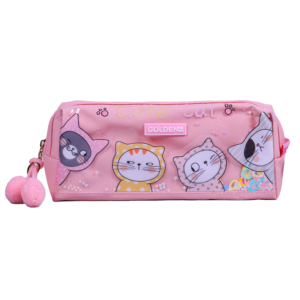 Trousse Rectangulaire Cartoon – Design Stylé | Maternelle & Primaire | GOLDEN SBM – Rose – Image 1