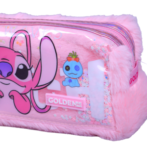 Trousse Rectangulaire Fur-Stitch – Peluche Douceuse | Scolaire & Bureau | GOLDEN SBM – Rose / Stitch – Image 3